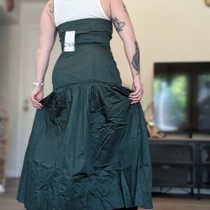 BNWT Zara emerald green corsage immigration mermaid tail strapless dress L